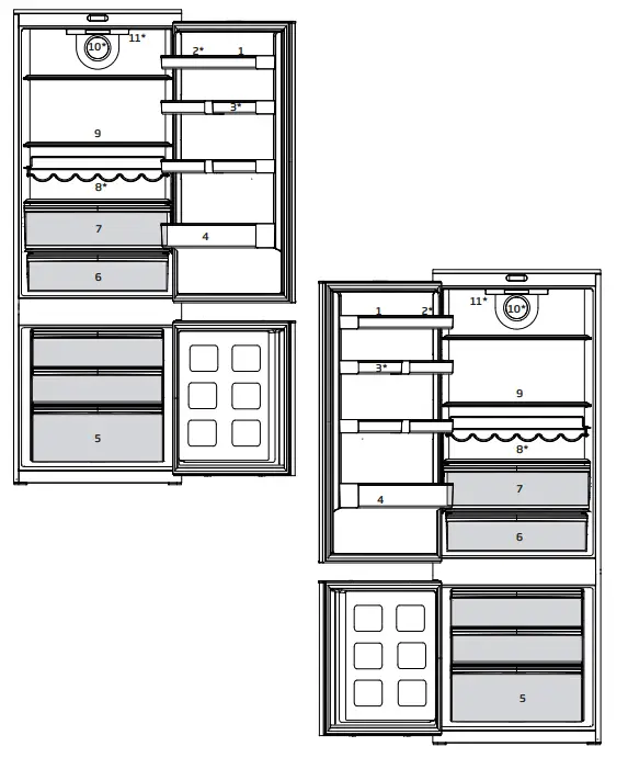 beko BCNE400E40SN Integrated Fridge Freezer parts