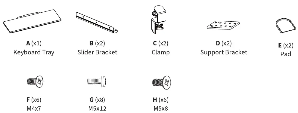 VIVO-MOUNT-KB05HW-White-Clamp-On-Height-Adjustable-Keyboard-Tray-fig-2