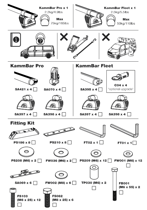 Rhino VA4PR-FL KammBar Pro Aluminium Roof Bar - 1