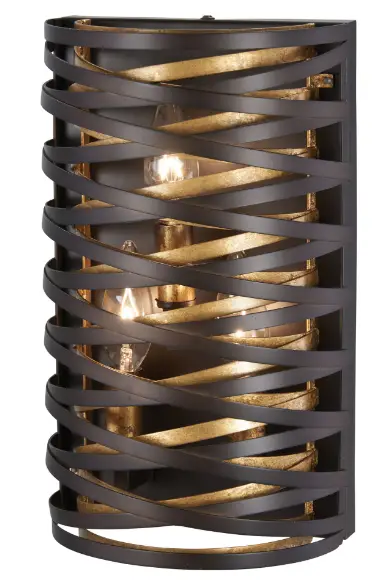 MINKA LAVERY 3673-111 Vortic Flow 7-Inch W 3-Light Dark Bronze with Mosaic Gold Interior-Industrial-Wall-Sconce-PRODUCT-IMG