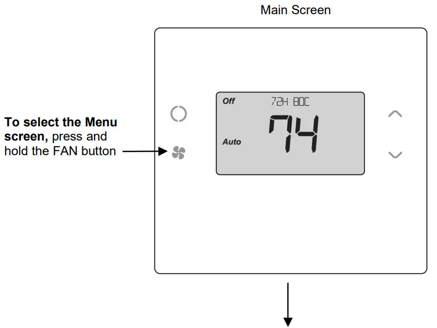 RCS TBH300 ZigBee Management Thermostat Installation Guide - Main Screen