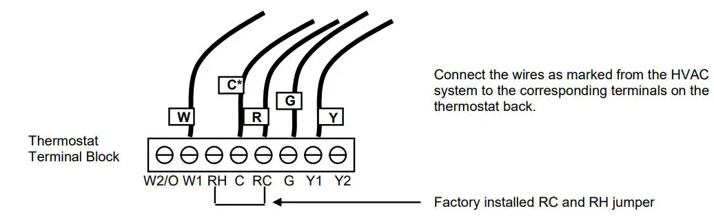 RCS TBH300 ZigBee Management Thermostat Installation Guide - Standard Gas Electric HVAC System Wiring