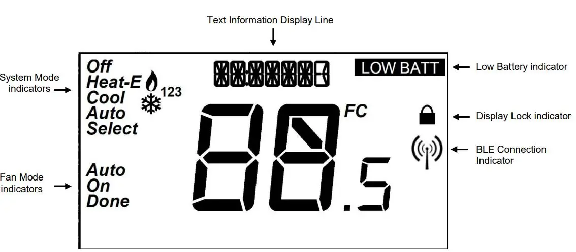 RCS TBH300 ZigBee Management Thermostat Installation Guide - Text Information Display Line