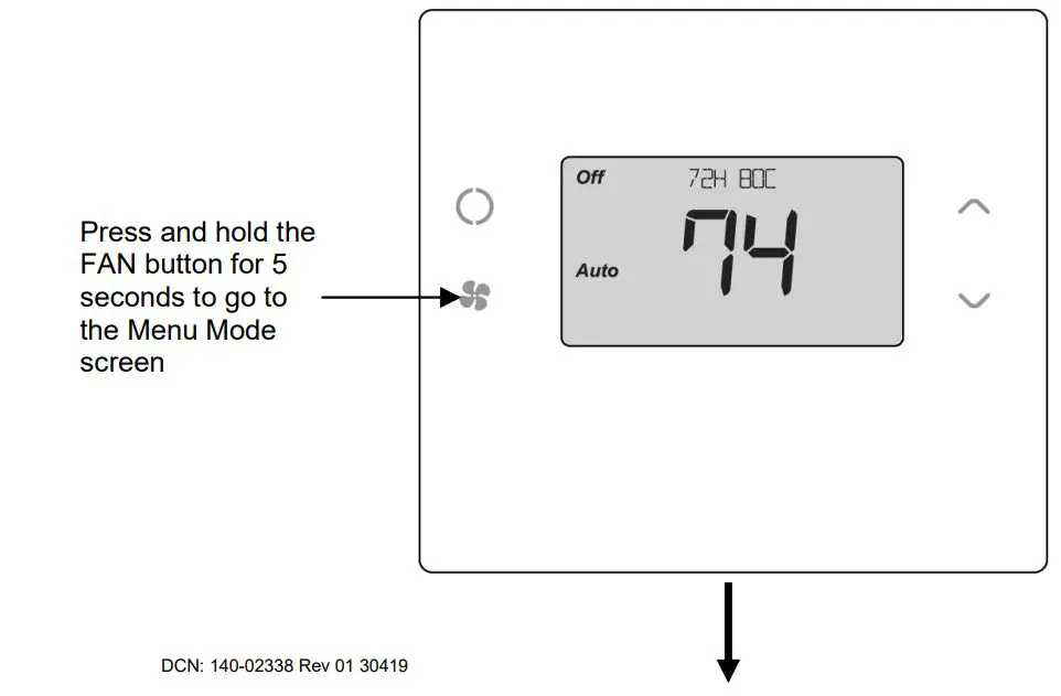 RCS TBH300 ZigBee Management Thermostat Installation Guide - Thermostat Main Screen