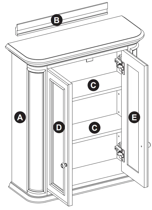 allen roth 1116WC-26-320 Flaxen Bathroom Wall Cabinet - fig 1