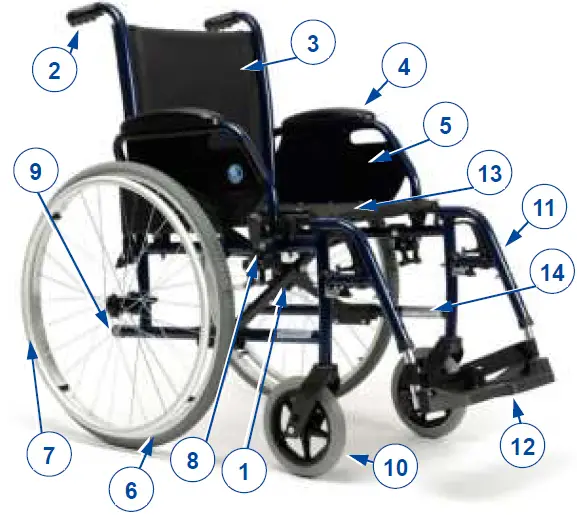 VERMEIREN Jazz S50 635 mm Manual Steel Wheelchair, Seat 01