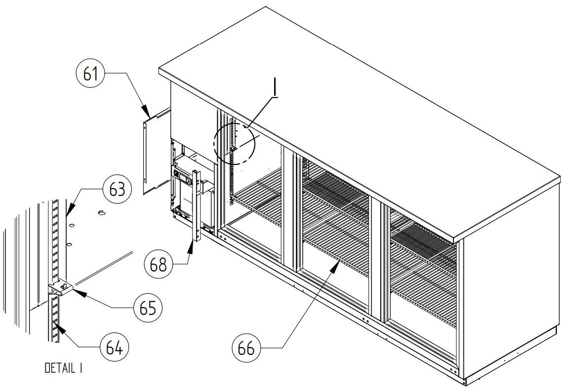 HOSHIZAKI HBB 2 59 Back Bar Refrigerator Two Section with Lockable Solid Doors - Feg7