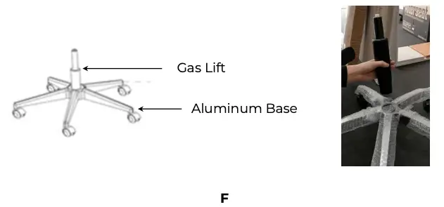 GAS LIFT W ALUMINUM BASE