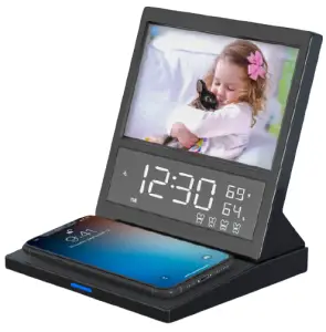 Pointuch SY-W0281 Dual Alarm Radio Photo Frame Qi Wireless Charger