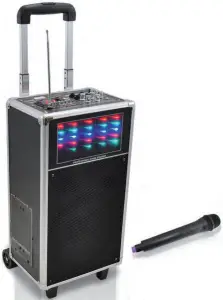 PYLE PWMA850UFM Portable PA Speaker System with Flashing DJ Lights