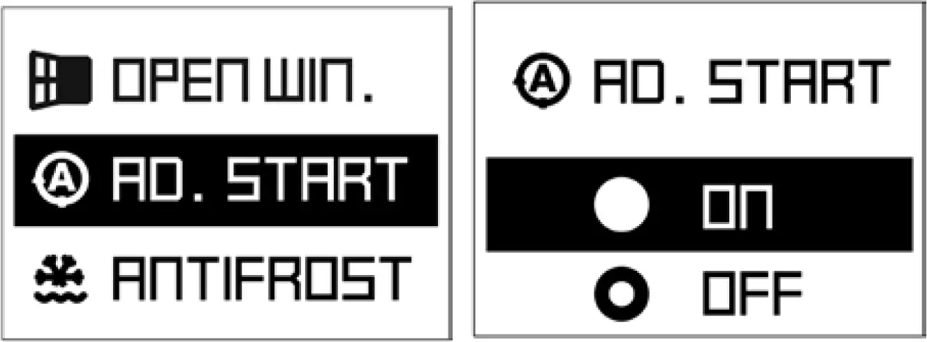 Visualization on Display in Adaptive Start Settings