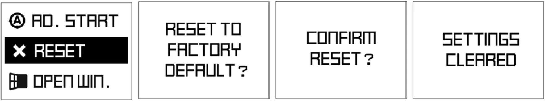 Visualization on Display in RESET Settings