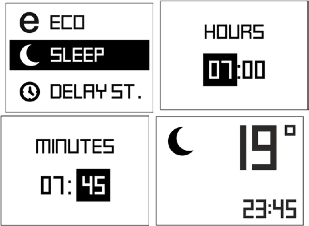 Visualization on Display in Sleep Mode Settings