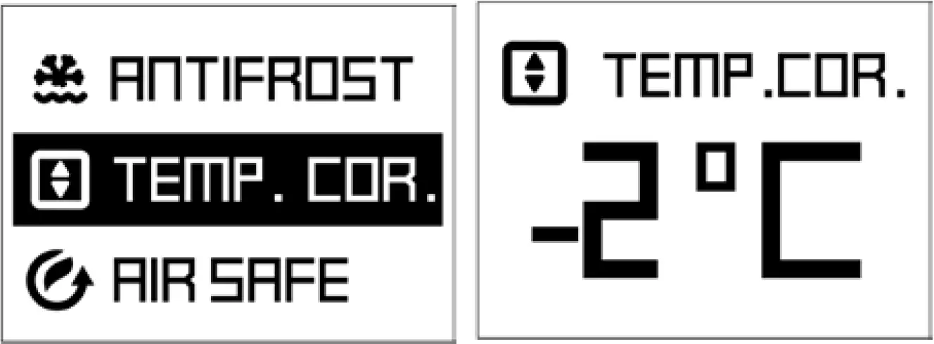 Visualization on Display in Temperature Correction Settings