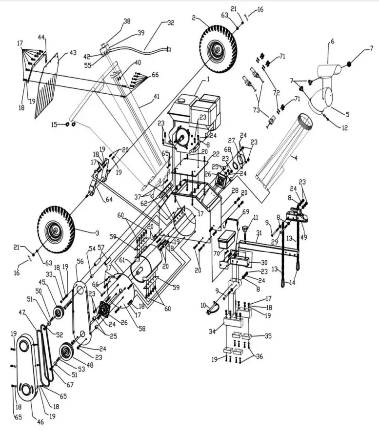 POWER KING PK0915 5 Inch 14HP Chipper Shredder - Parts Diagram