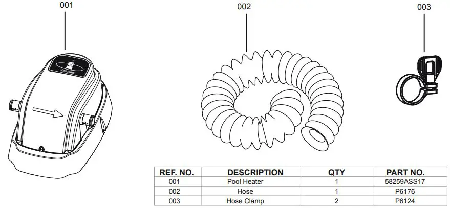 Bestway 58259 Water Heater for Pool Heater Owner's Manual - Parts Reference Overview
