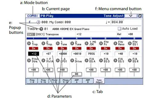 KORG Music Workstation Semi Weighted Keyboard User Guide - Display