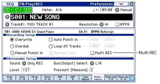 KORG Music Workstation Semi Weighted Keyboard User Guide - “Multi REC