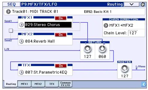 KORG Music Workstation Semi Weighted Keyboard User Guide - P9 MFX TFX LFO