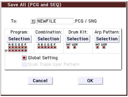 KORG Music Workstation Semi Weighted Keyboard User Guide - Save All
