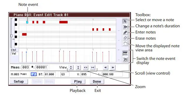 KORG Music Workstation Semi Weighted Keyboard User Guide - Use the tools to edit the notes