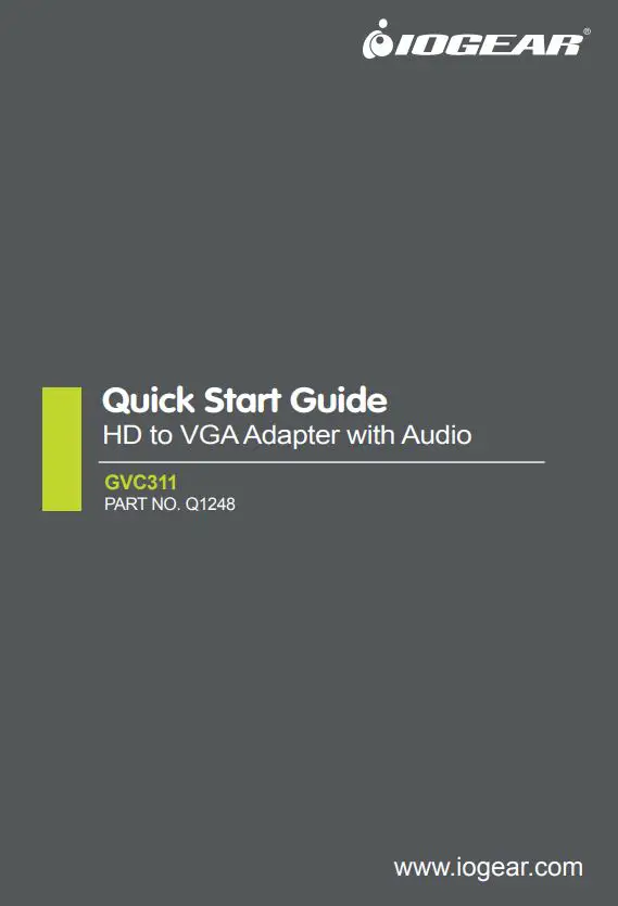 IOGEAR HD to VGA Adapter with Audio User Guide