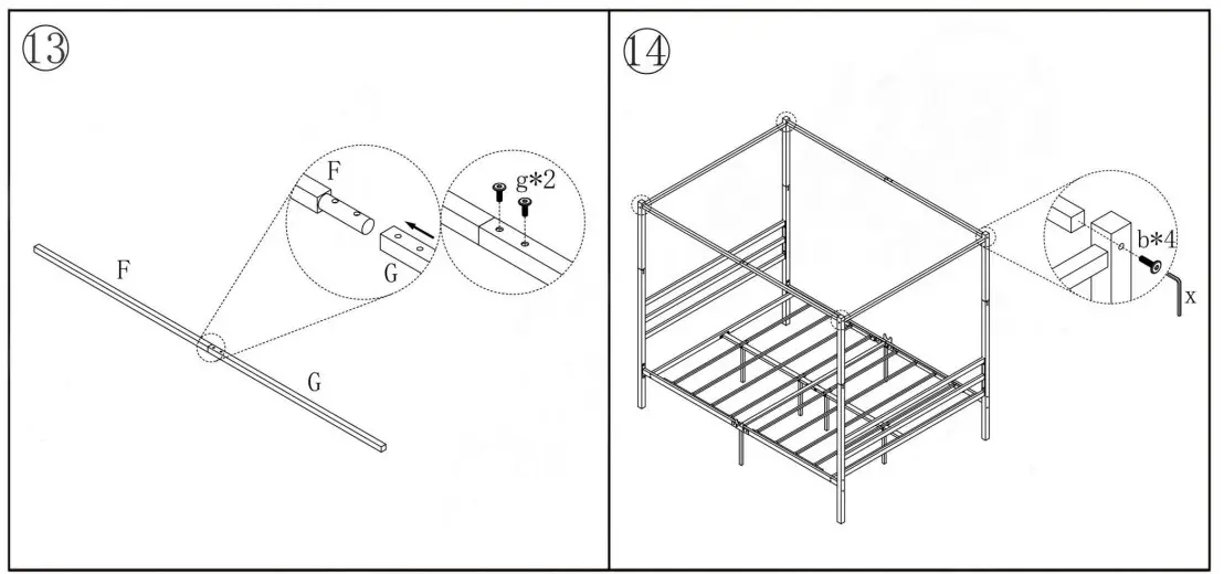 thdstatic 746G Black Queen Size Metal Canopy Bed - figure 7