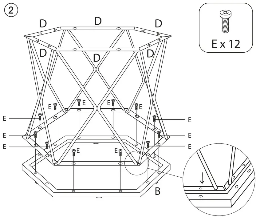 B M 374522 Bavaria Hexagon Metal Coffee Table - Figure 3