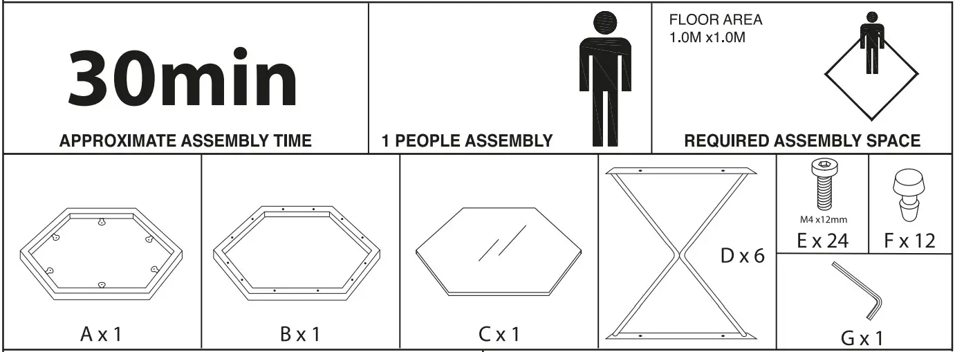 B M 374522 Bavaria Hexagon Metal Coffee Table - icon 1
