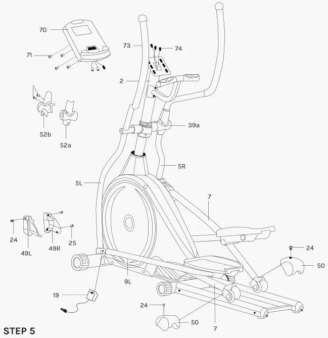 LIFESPAN XT-38 Cross Trainer - ASSEMBLY INSTRUCTIONS STEP 5