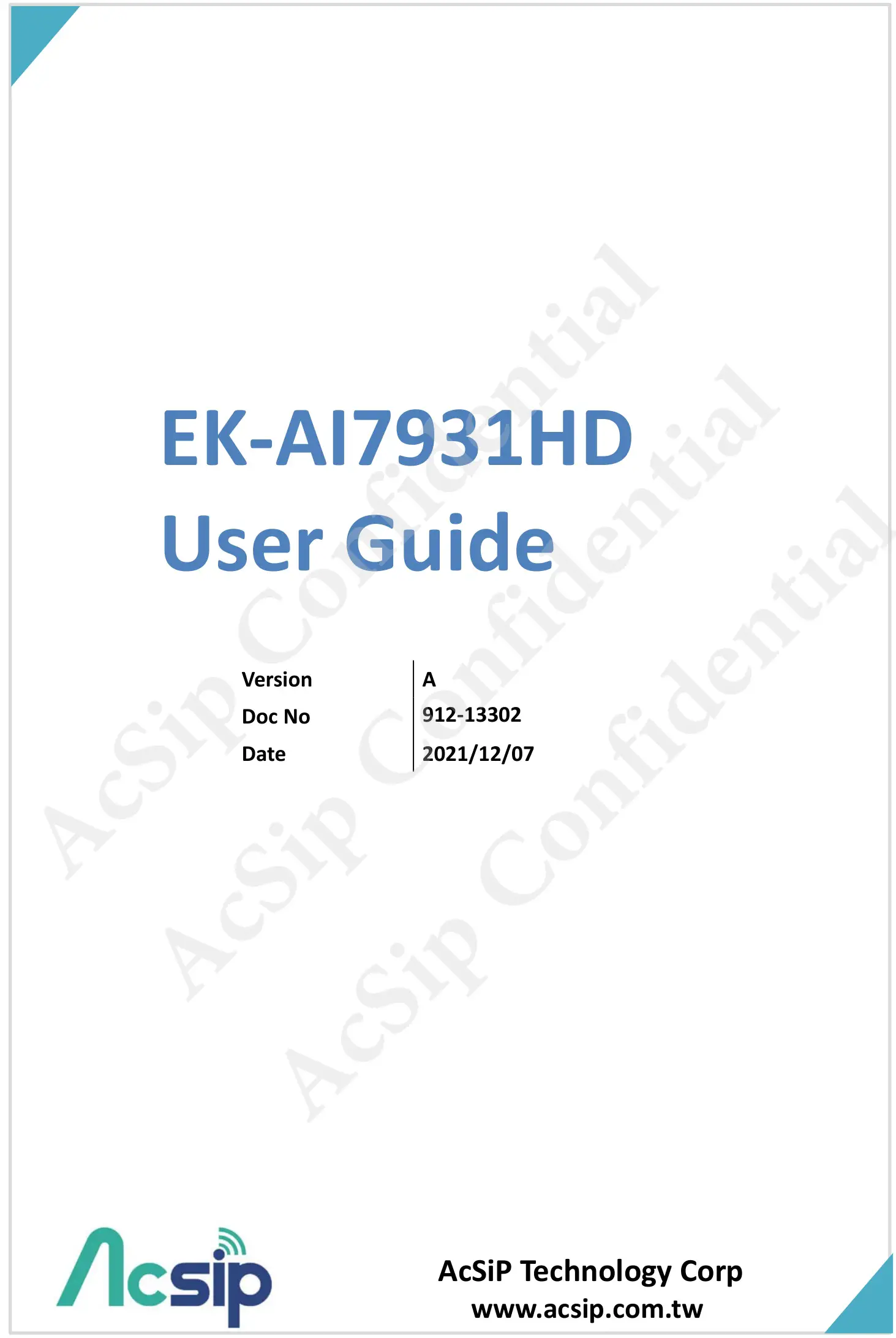 Acsip EK-AI7931HD Highly Integrated Stamp Module User Guide