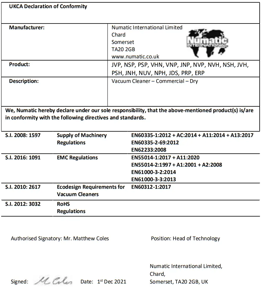 Numatic PSP 180-11 Commercial Vacuum Cleaner - Fig 12