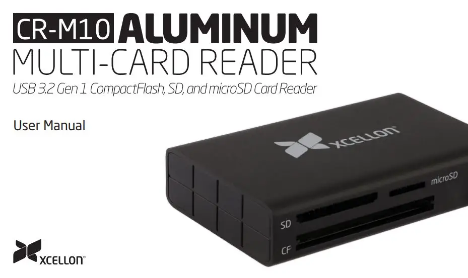 XCELLON CR-M10 Aluminum Multi-Card Reader User Manual