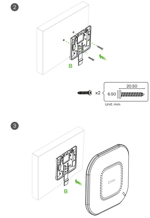 ZYXEL NWA110AX 802.11ax WiFi 6 Dual Radio PoE Access Point -wall 2