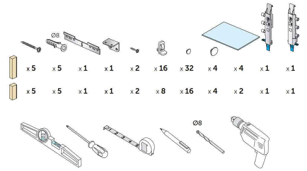 HORNBACH E0832B2 Tall Cabinet Ideal Standard Connect Air Front Color Glossy White - Assembly 1