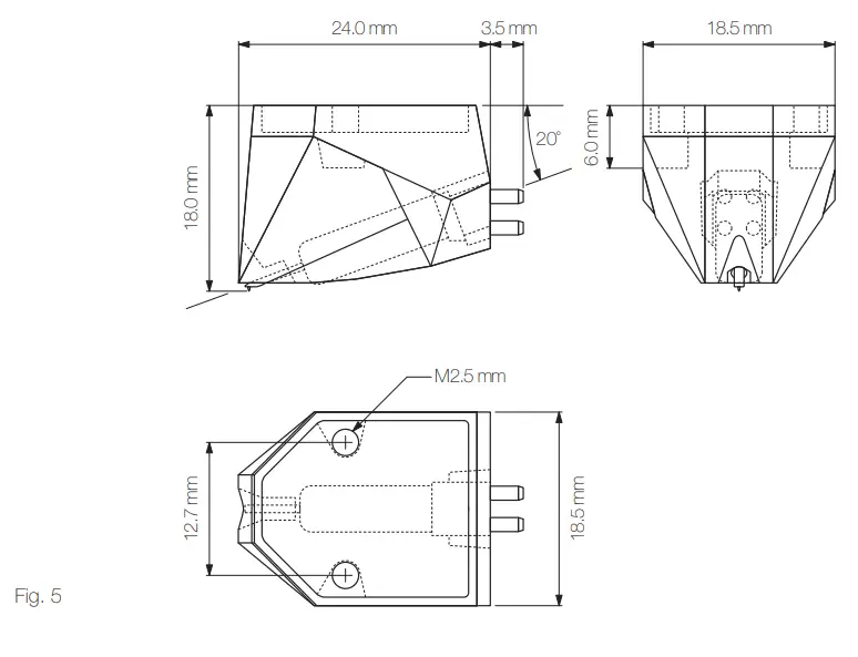 ortofon 2M Red Phono Cartridge - Dimension