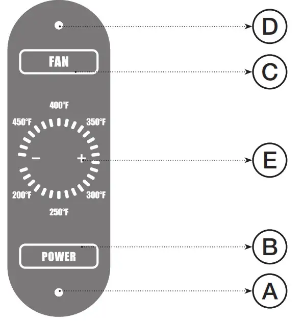 POWER PG-1500-1 Smokeless 1500 Watt Indoor BBQ-Control Panel