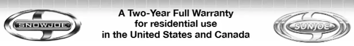 SUNJOE Warranty Information