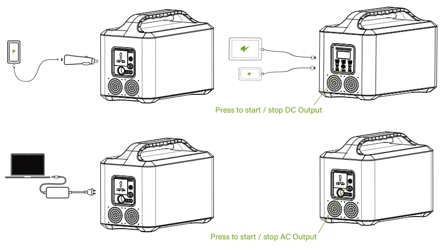 RELiON Outlaw 1072S Portable Power Station and Solar Generator - DISCHARGING