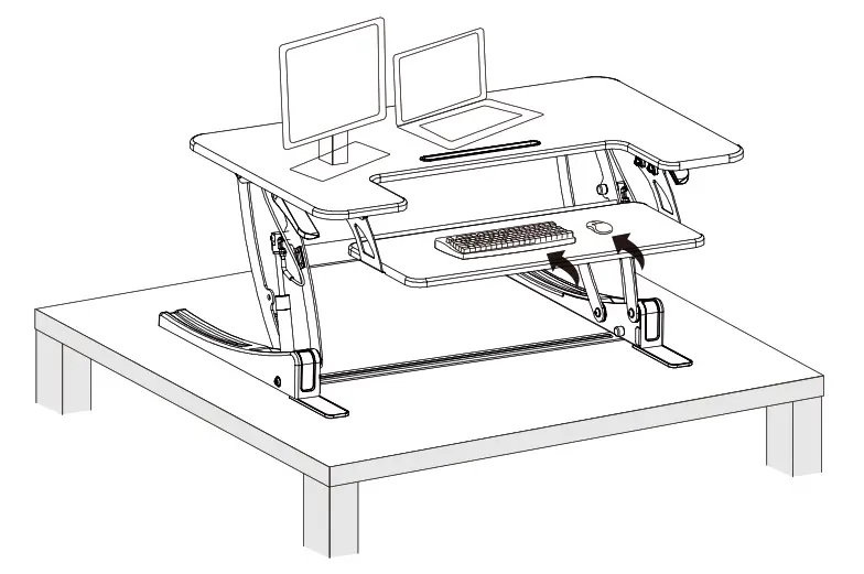 Place monitor, laptop and other items on desk surface
