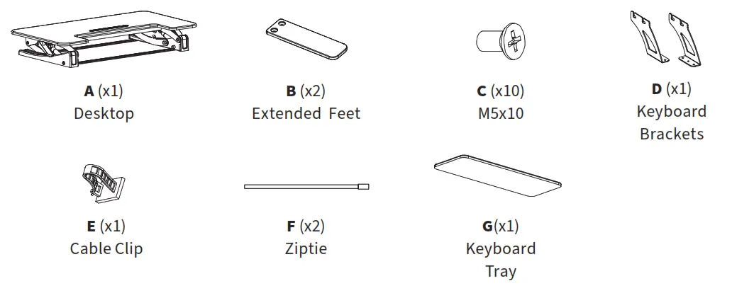 VIVO Black Desk Riser - PACKAGE CONTENTS