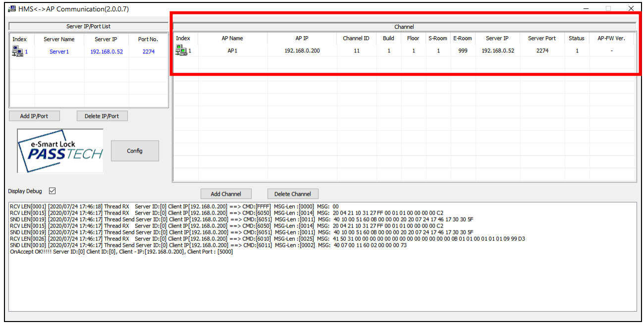 Passtech AP300 Access Point - Channel box