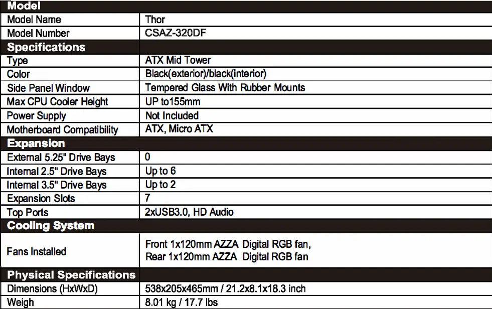 AZZA 320DF Thor Digital RGB light Effects fig 11