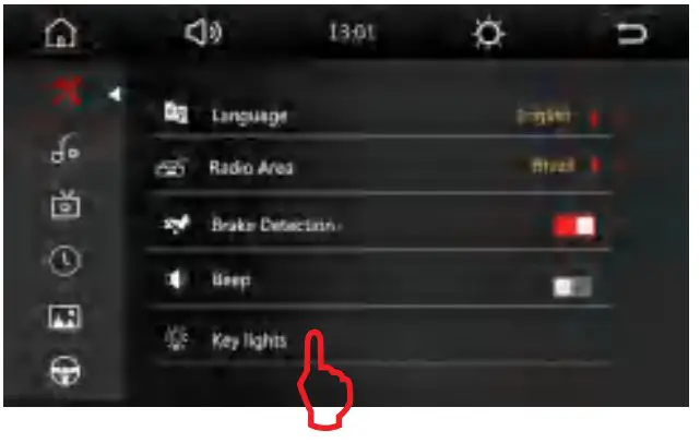 Nakamichi NAM1710 7 Inch 2-Din AV Receiver - Key Lights Settings