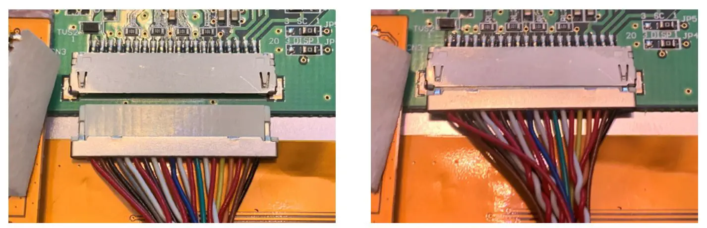 IDS AM-800480N6TZQW-T06H LCD Touch Screen - Take care to line up the pins and use the correct orientation as per the picture below