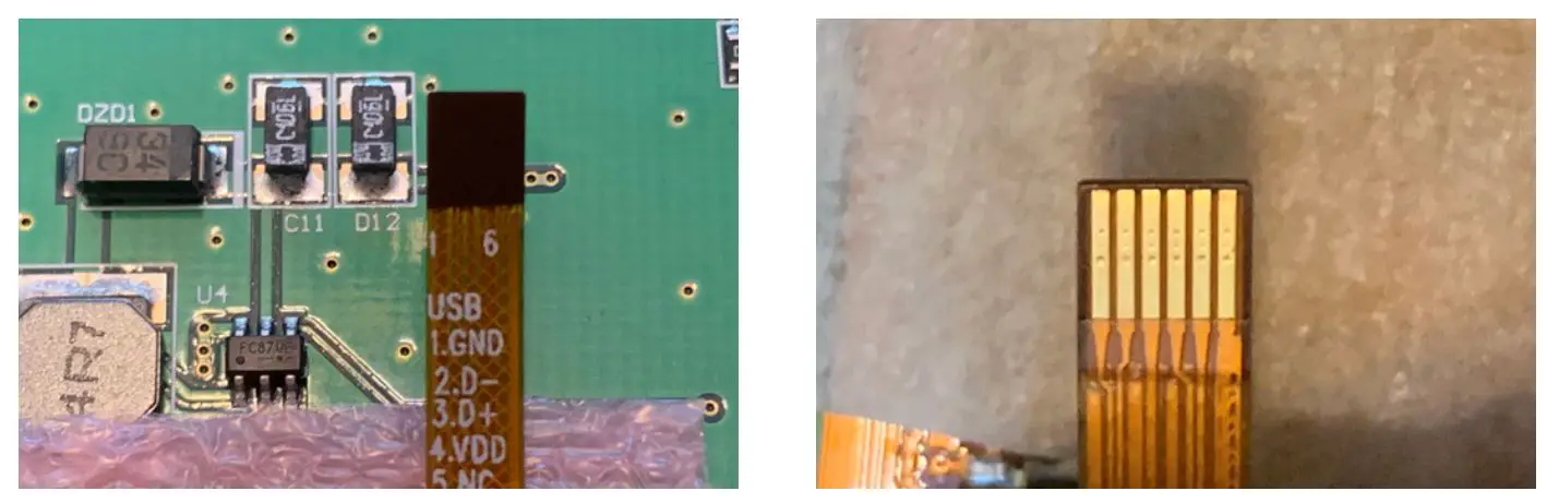 IDS AM-800480N6TZQW-T06H LCD Touch Screen - The display has an FFC tail with the USB connections