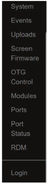 Strand 65710 Vision Net Gateway Module - menu