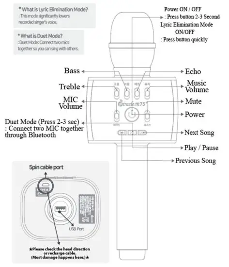 miracle m M75+ Bluetooth Karaoke Microphone - Microphone