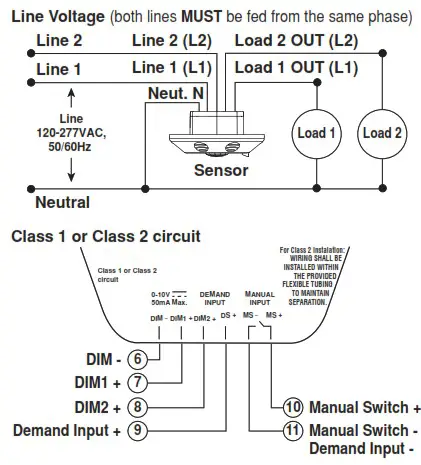 LEVITON O6C20 MDW Line Voltage Dimming Room Controllers - Wiring Diagram 2