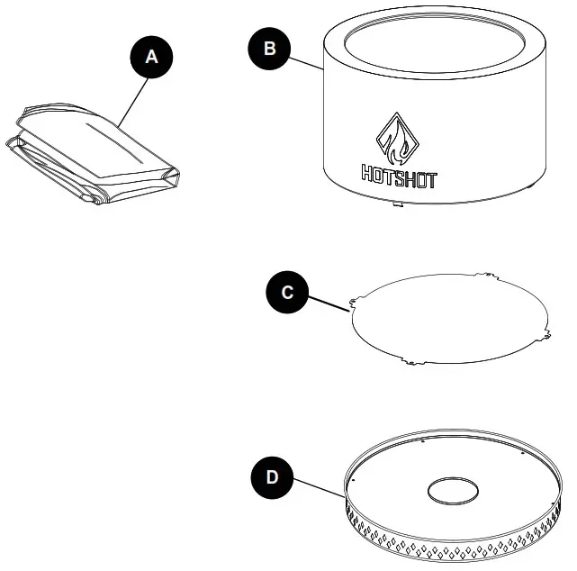 Hotpoint 52258 19 5 Inch Wood Burning Fire Pit with Bag - PACKAGE CONTENTS